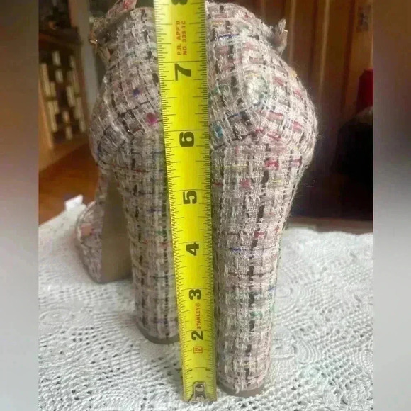 CHINESE LAUNDRY Avenue Tweed sky high chunky plaid block platform shoe size 9.5 - Picture 14 of 15